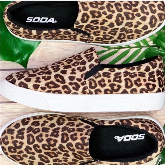 Soda Shoes - 1 left! Soda Reign Leopard Slip-On Sneaker SZ 6
